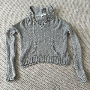 Roxy Lace Up Grey Sweater